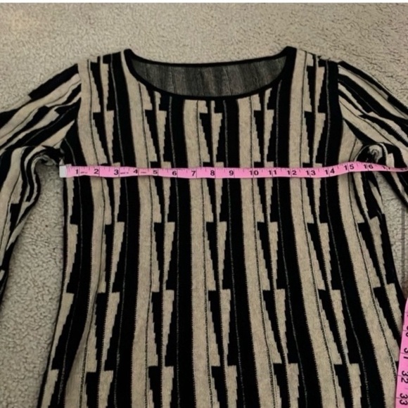 Retro knit sweater, geometric, cozy soft stretchy warm, wide scoop neck - Picture 3 of 6